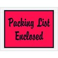 Box Packaging Full Face Top Opening Envelopes, "Packing List Enclosed" Print, 6"L x 4-1/2"W, Red, 1000/Pack PL487